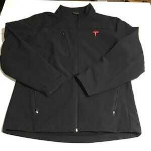 Tesla Jacket Mens Medium Black Softshell Full Zip Logo Embroidered Outdoor